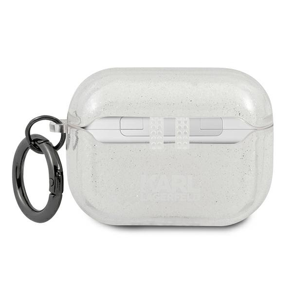 Etui KARL LAGERFELD Apple AirPods Pro Cover Glitter Karl`s Head Srebrny Case